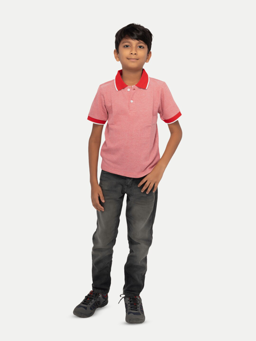 

BAESD Boys Polo Collar Slim Fit Cotton T-shirt, Red