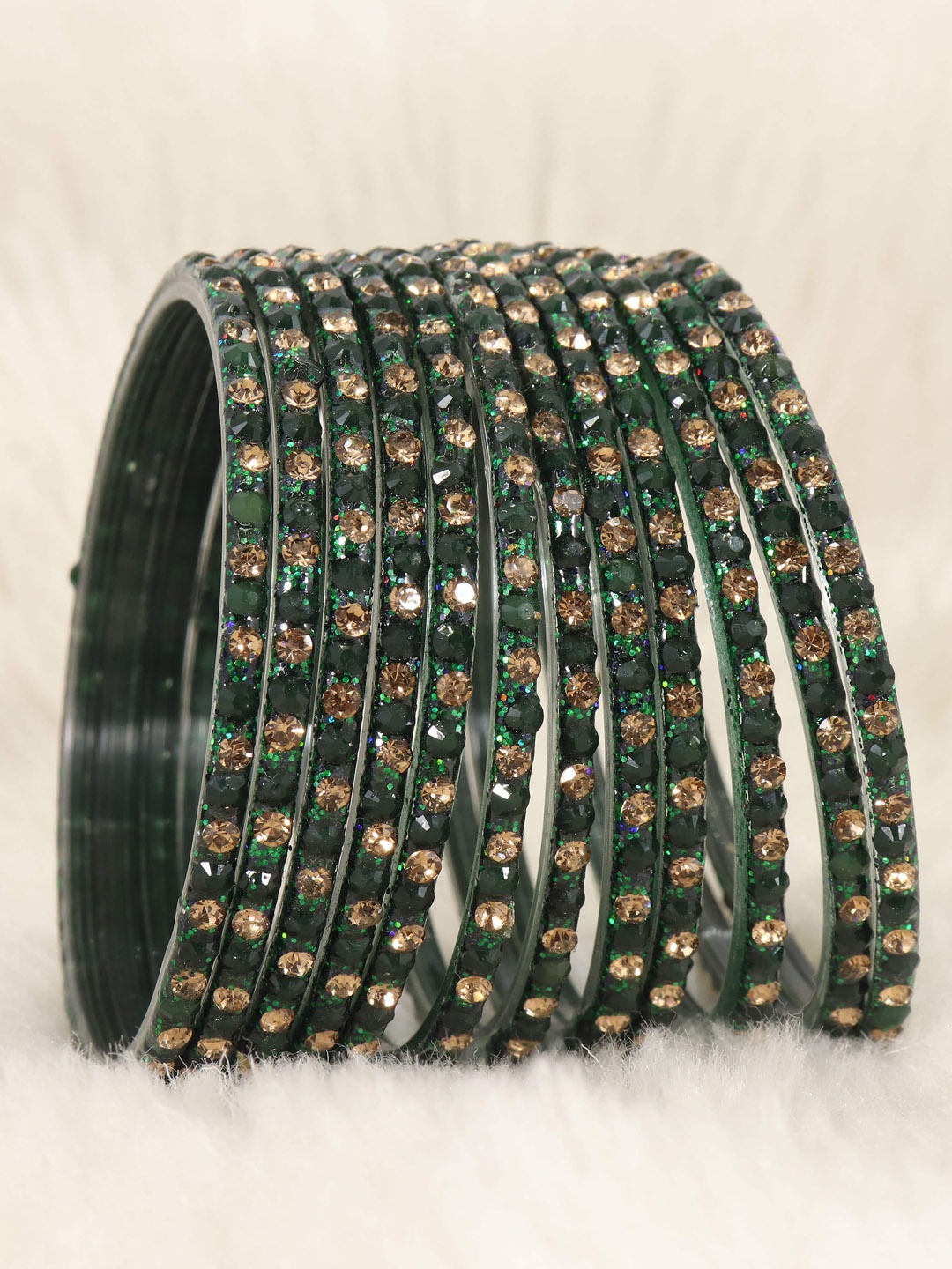 

LAVAZZA Set Of 12 CZ-Studded Bangles, Green