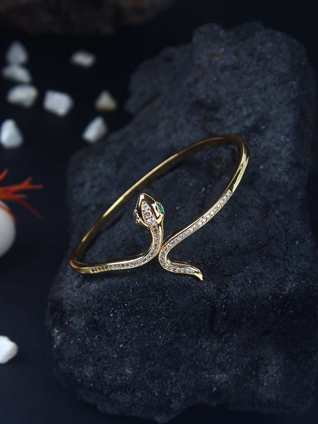 

DressBerry Women Brass Cubic Zirconia Gold-Plated Cuff Bracelet