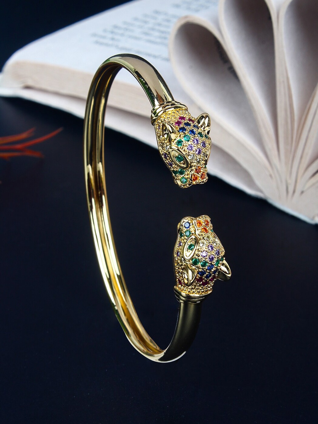 

DressBerry Blue Women Brass Gold-Plated Cubic Zirconia Gold-Plated Cuff Bracelet