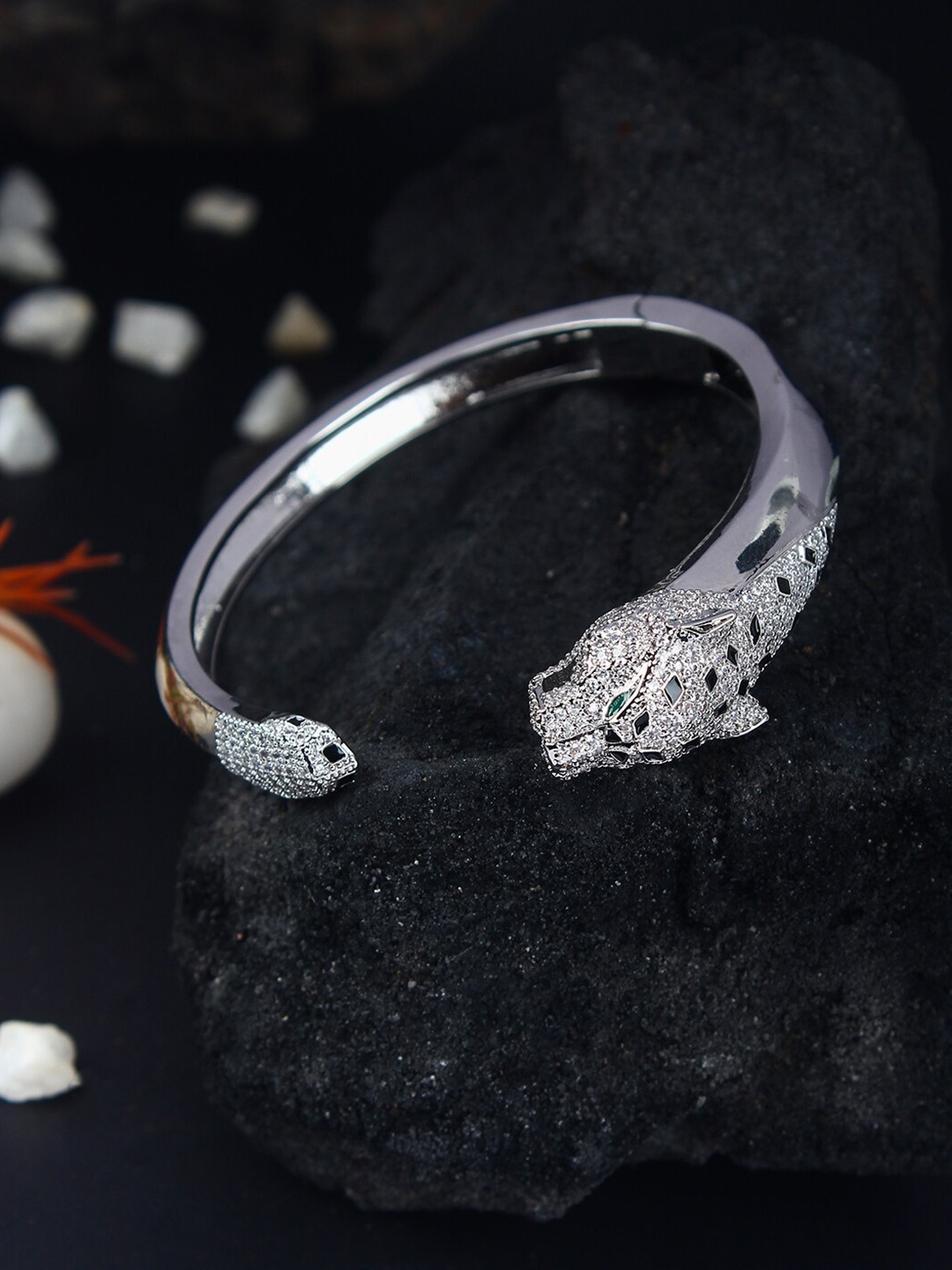 

DressBerry Cubic Zirconia Silver-Plated Cuff Bracelet