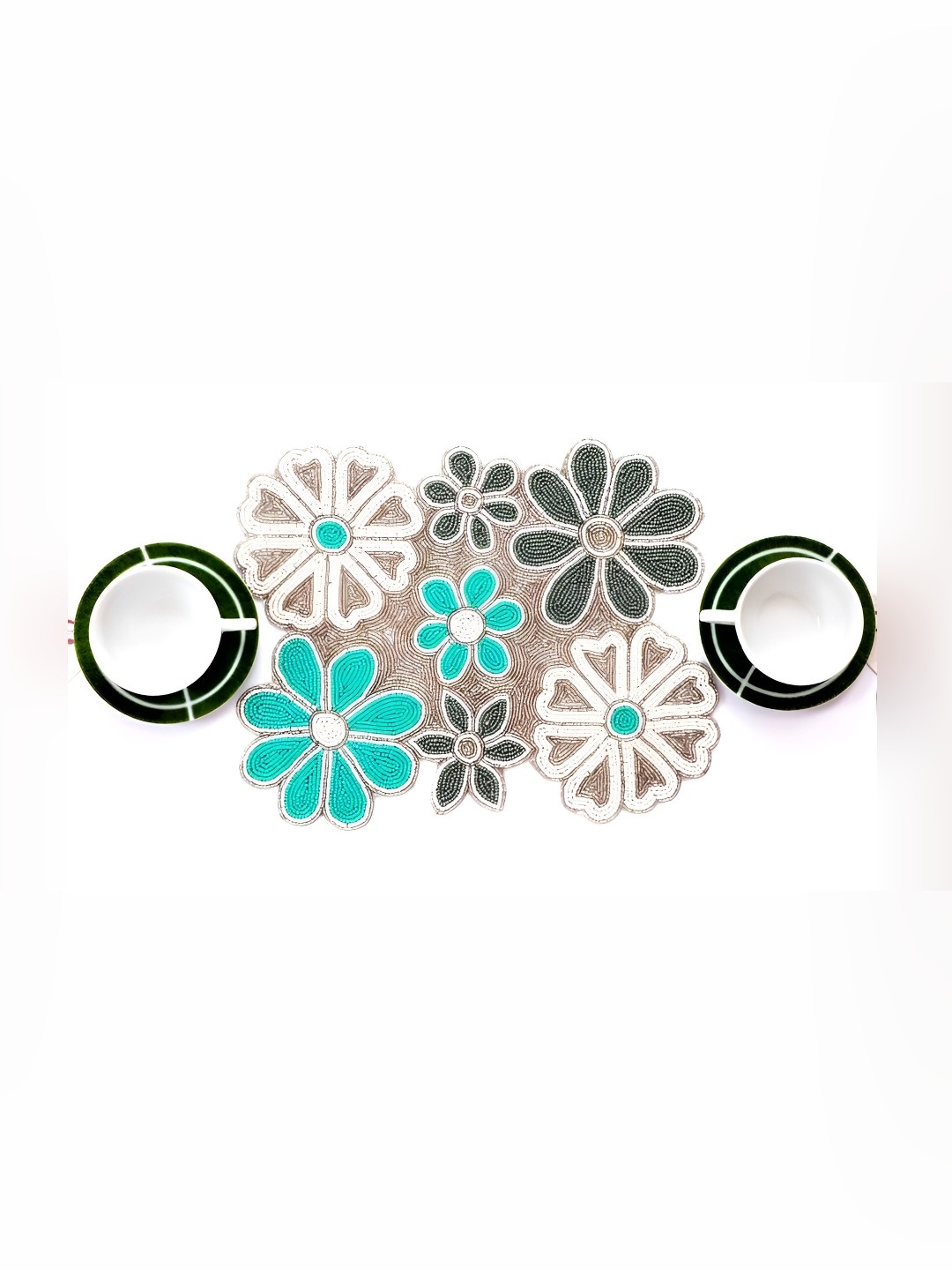 

PURINA'S Grey & Blue Floral Beaded Table Placemat