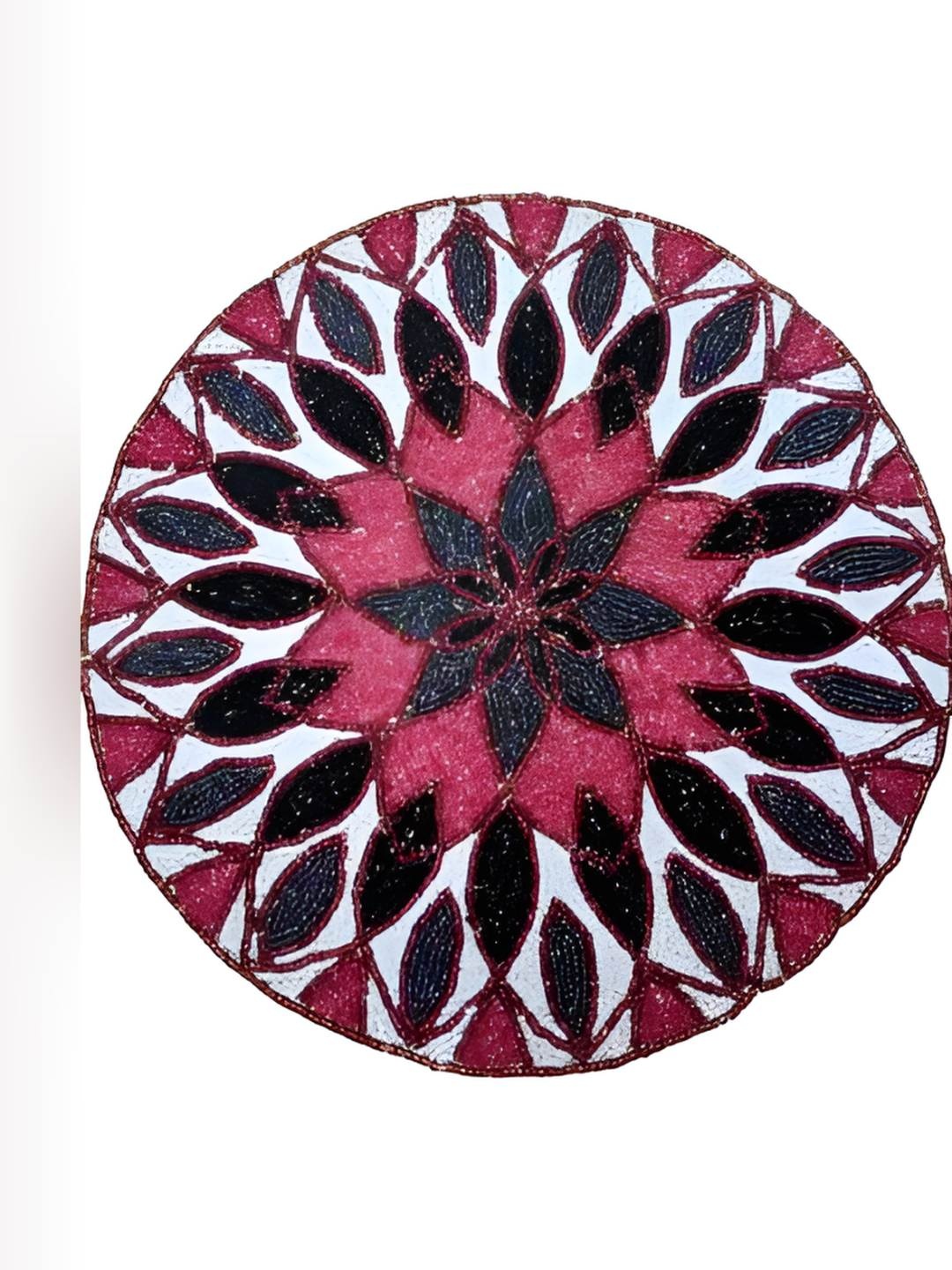 

PURINA'S Pink & Black Floral Embroidered Dining Table Beaded Placemat