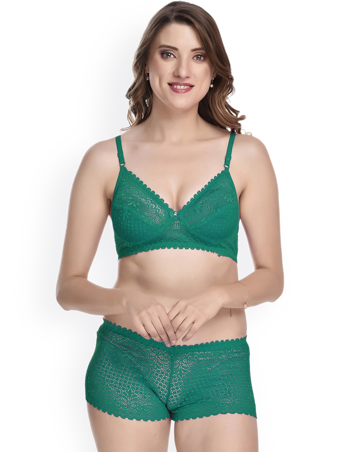 

AROUSY Self-Designed Cotton Lingerie Set AR_Net &et1, Green