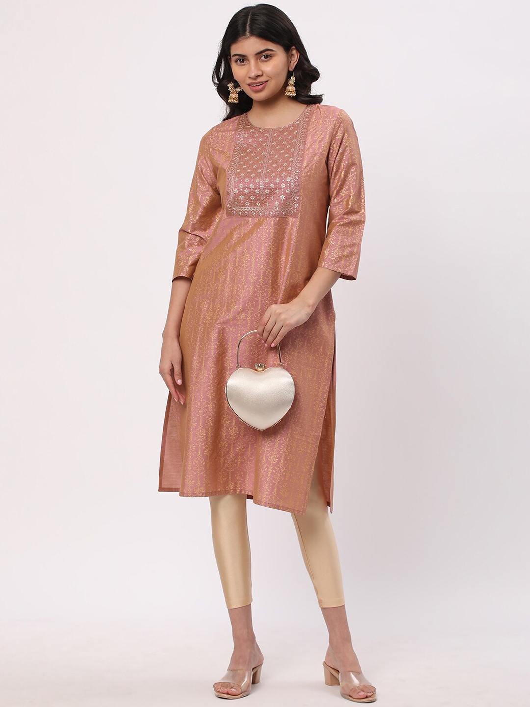 

R&B Ethnic Motifs Printed Thread Work Kurta, Pink