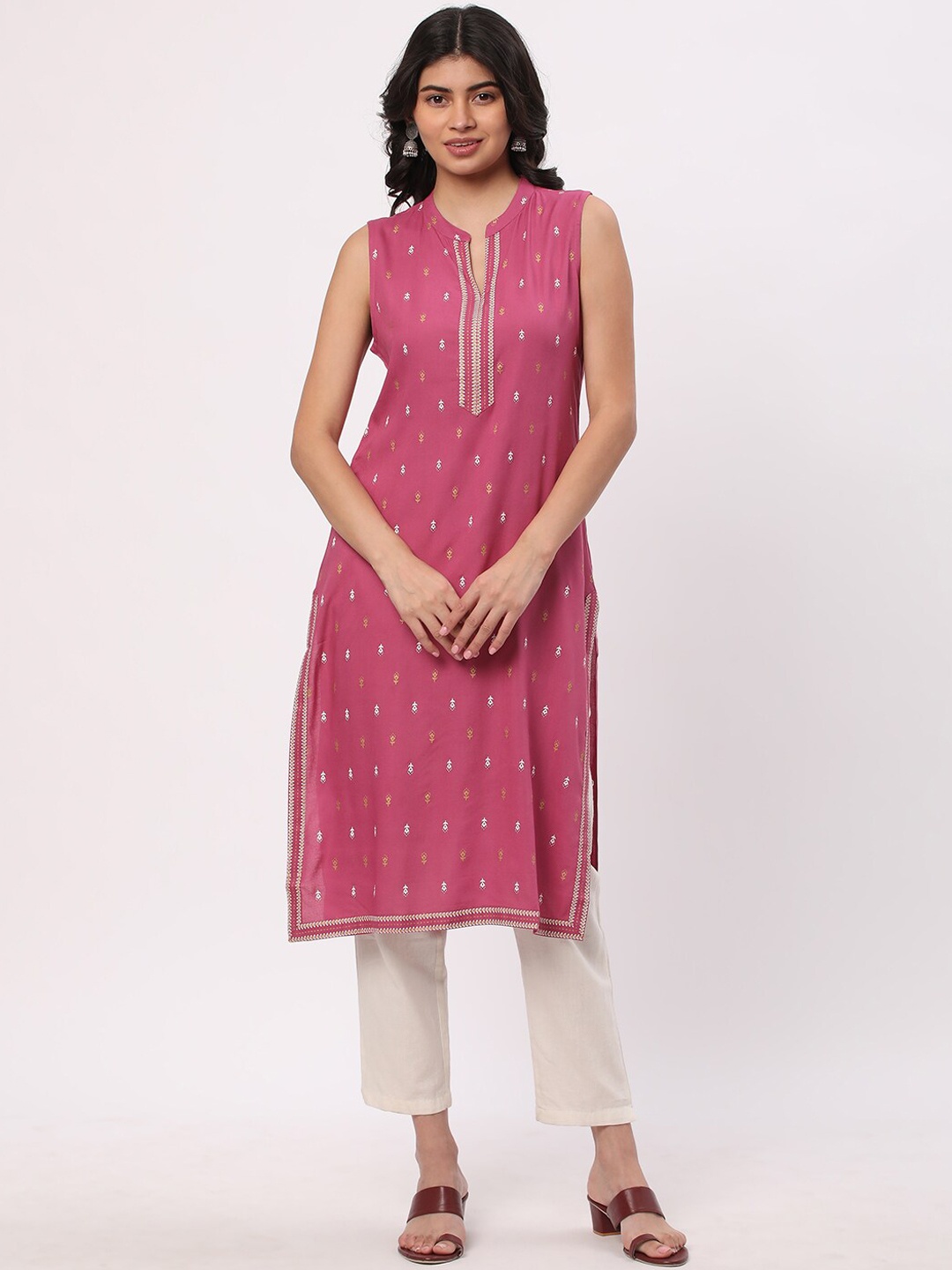 

R&B Ethnic Motifs Printed Kurta, Pink