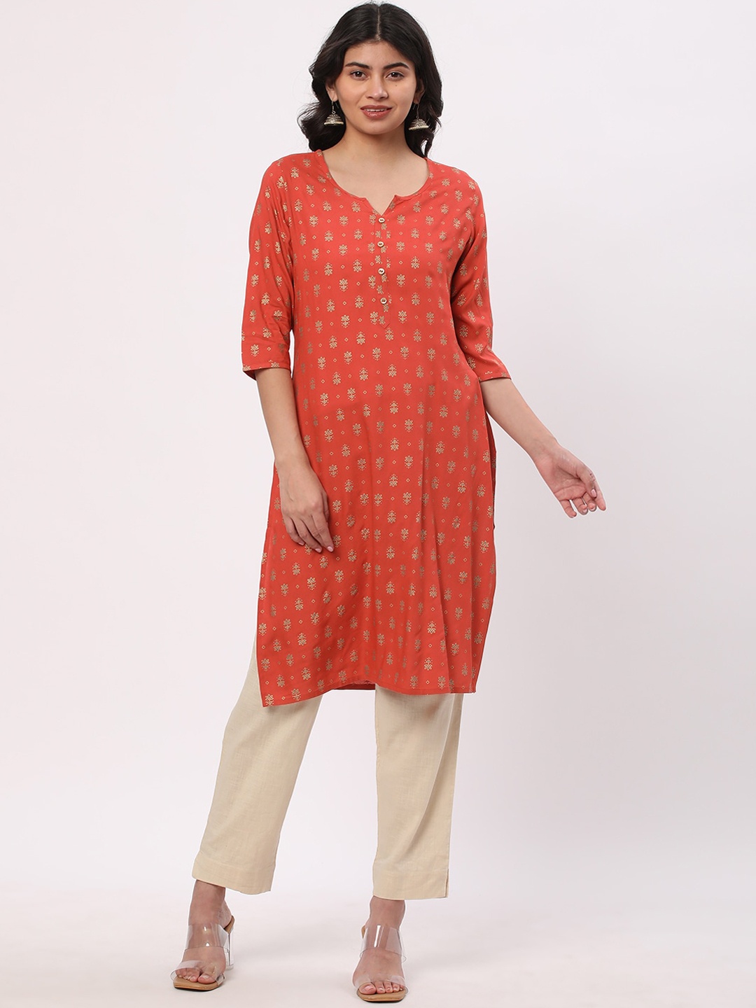 

R&B Ethnic Motifs Printed Kurta, Red