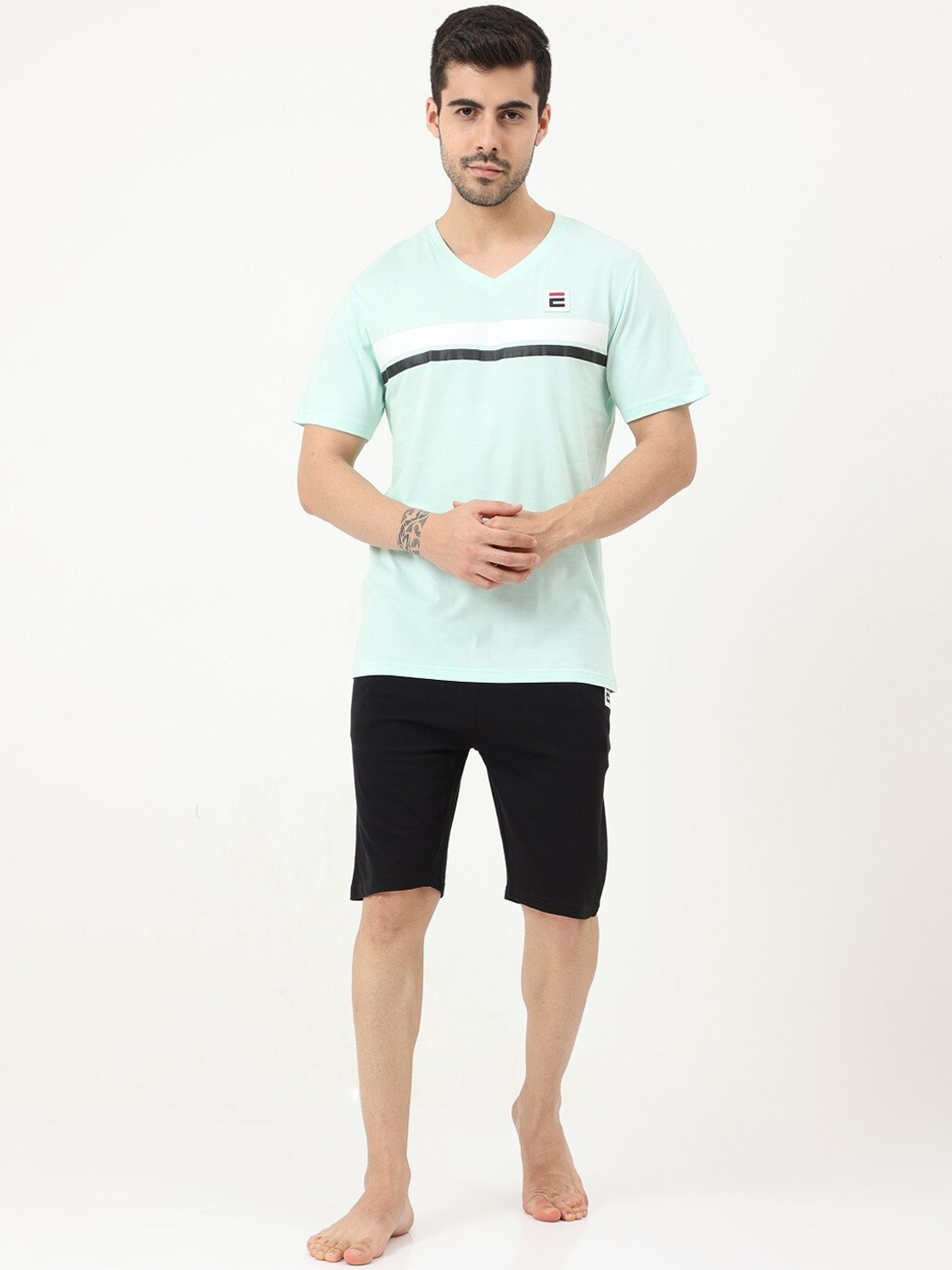 

Masculino Latino Pure Cotton T-shirt & Shorts, Green