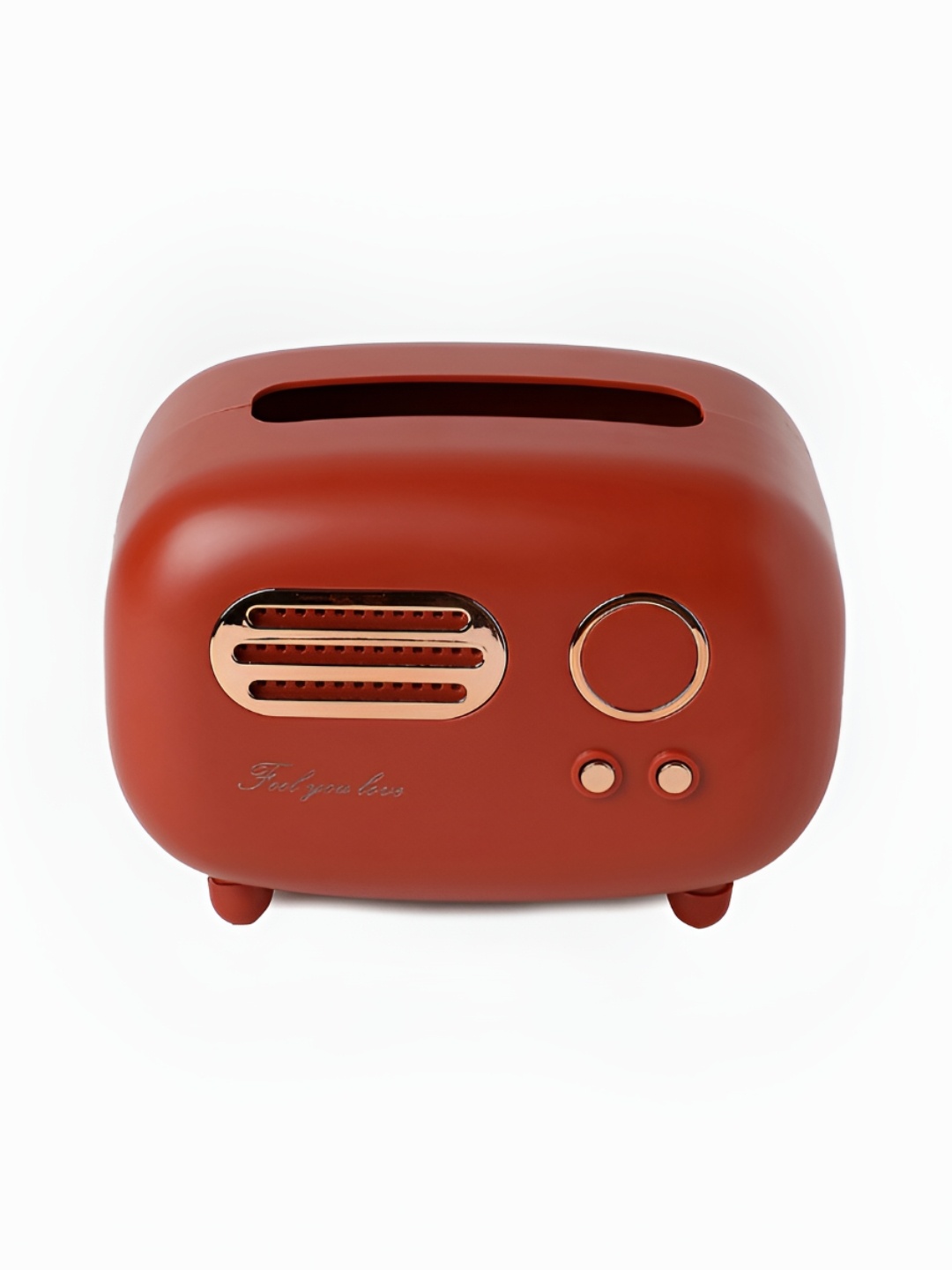 

Bonhomie Red Textured Radio Shaped Tissue Box Holder