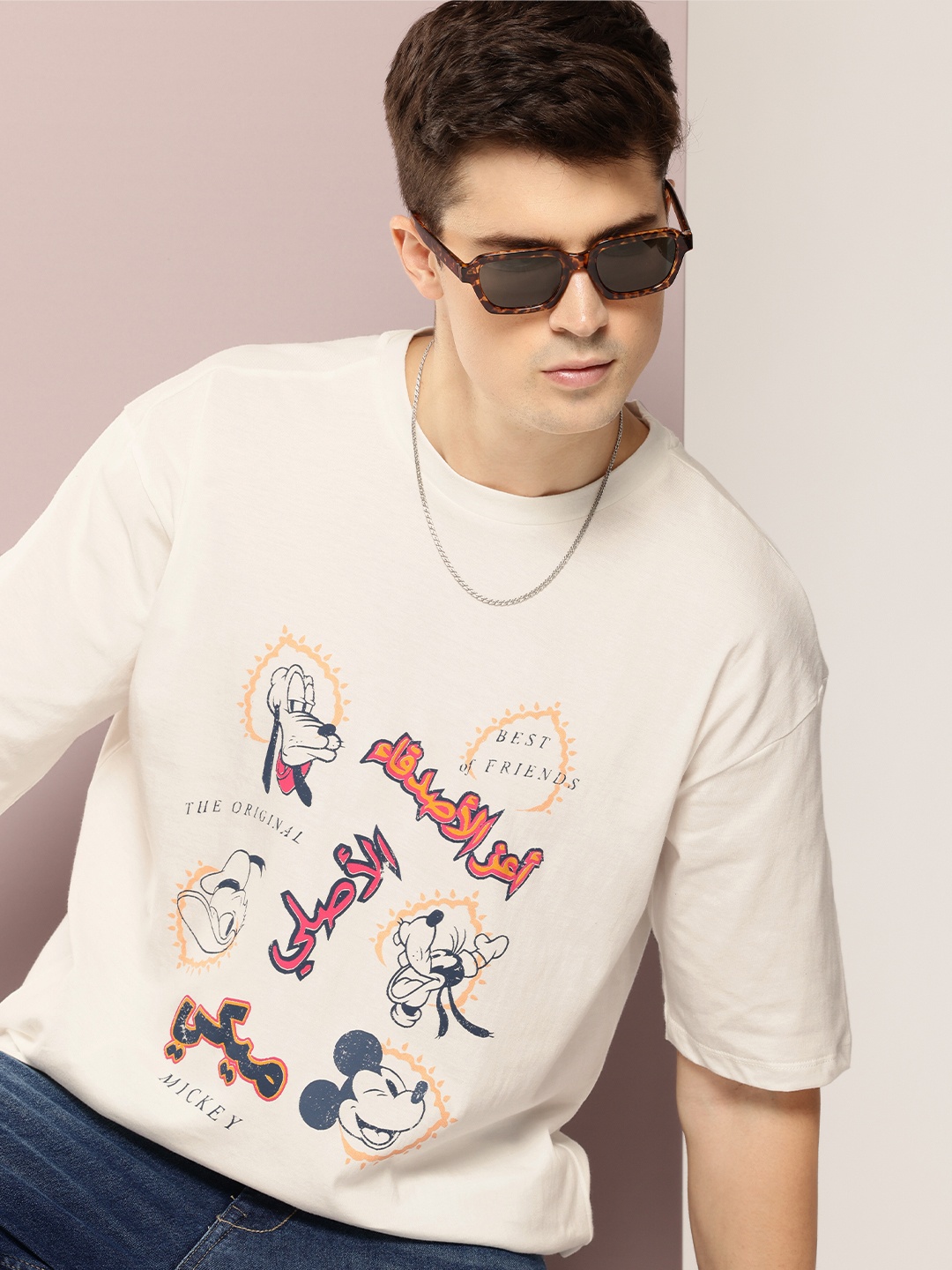 

Kook N Keech Disney Printed Pure Cotton Drop-Shoulder Sleeves Oversized T-shirt, White