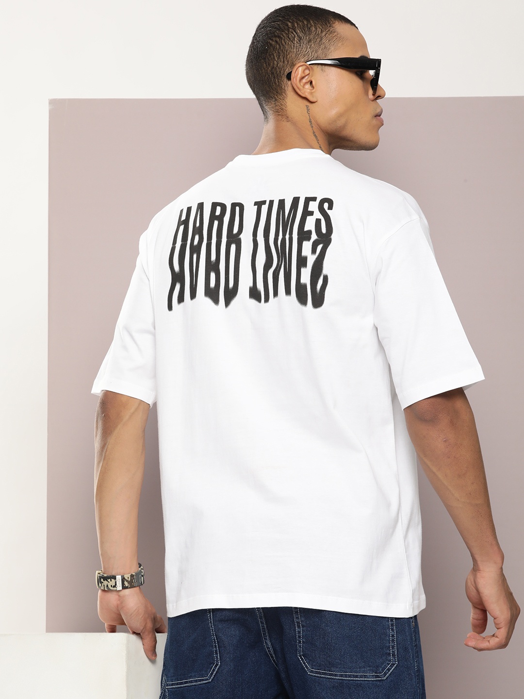 

Kook N Keech Typography Printed Drop-Shoulder Sleeves Oversized Pure Cotton T-shirt, White