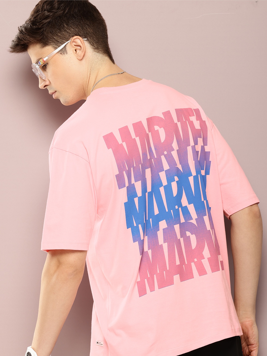 

Kook N Keech Marvel Printed Pure Cotton Drop-Shoulder Sleeves Oversized T-shirt, Pink
