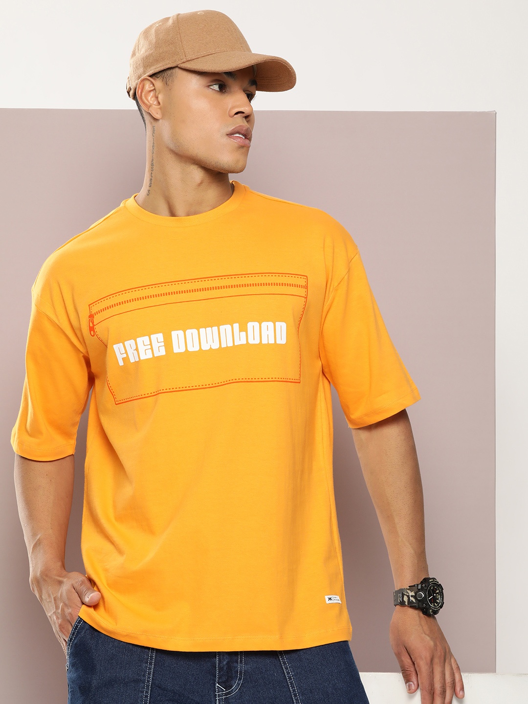 

Kook N Keech Printed Round Neck Short Sleeves Pure Cotton T-shirt, Orange
