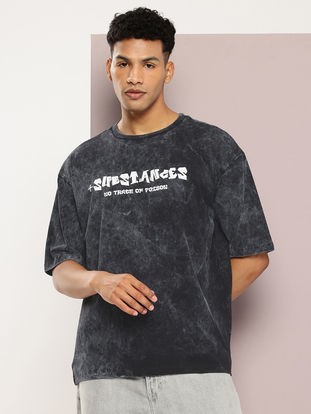 

Kook N Keech Men Typography Printed Round Neck Pure Cotton Oversized T-Shirt, Black
