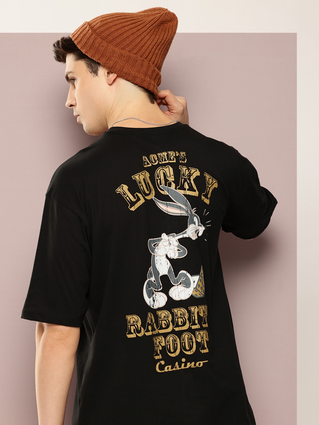 

Kook N Keech Looney Tunes Pure Cotton Drop-Shoulder Sleeves Oversized T-shirt, Black