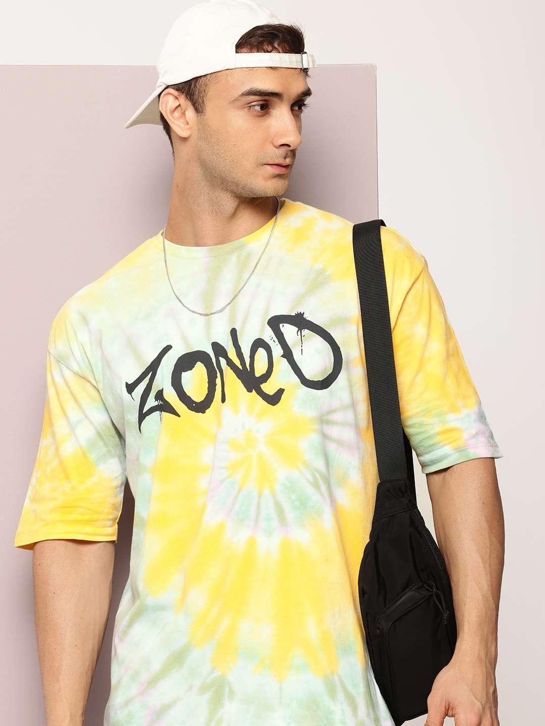 

Kook N Keech Tie and Dye Drop-Shoulder Sleeves Pure Cotton Oversized T-shirt, Yellow