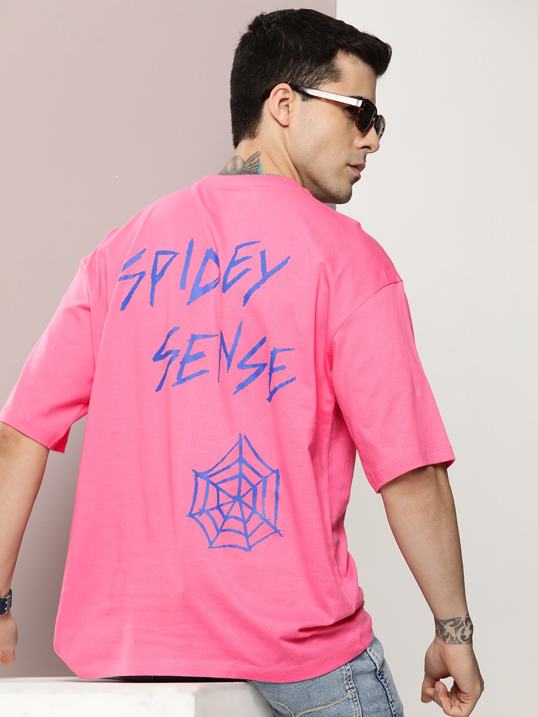 

Kook N Keech Marvel Men Spider-Man Printed Pure Cotton Oversized T-shirt, Pink