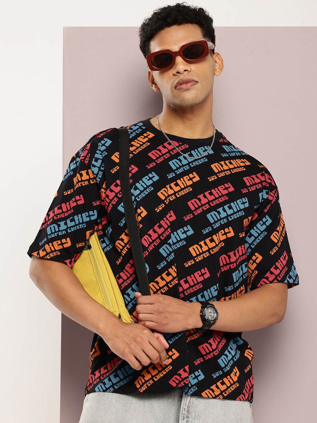 

Kook N Keech Disney Typography Printed Drop-Shoulder Sleeves Pure Cotton Oversized T-shirt, Multi