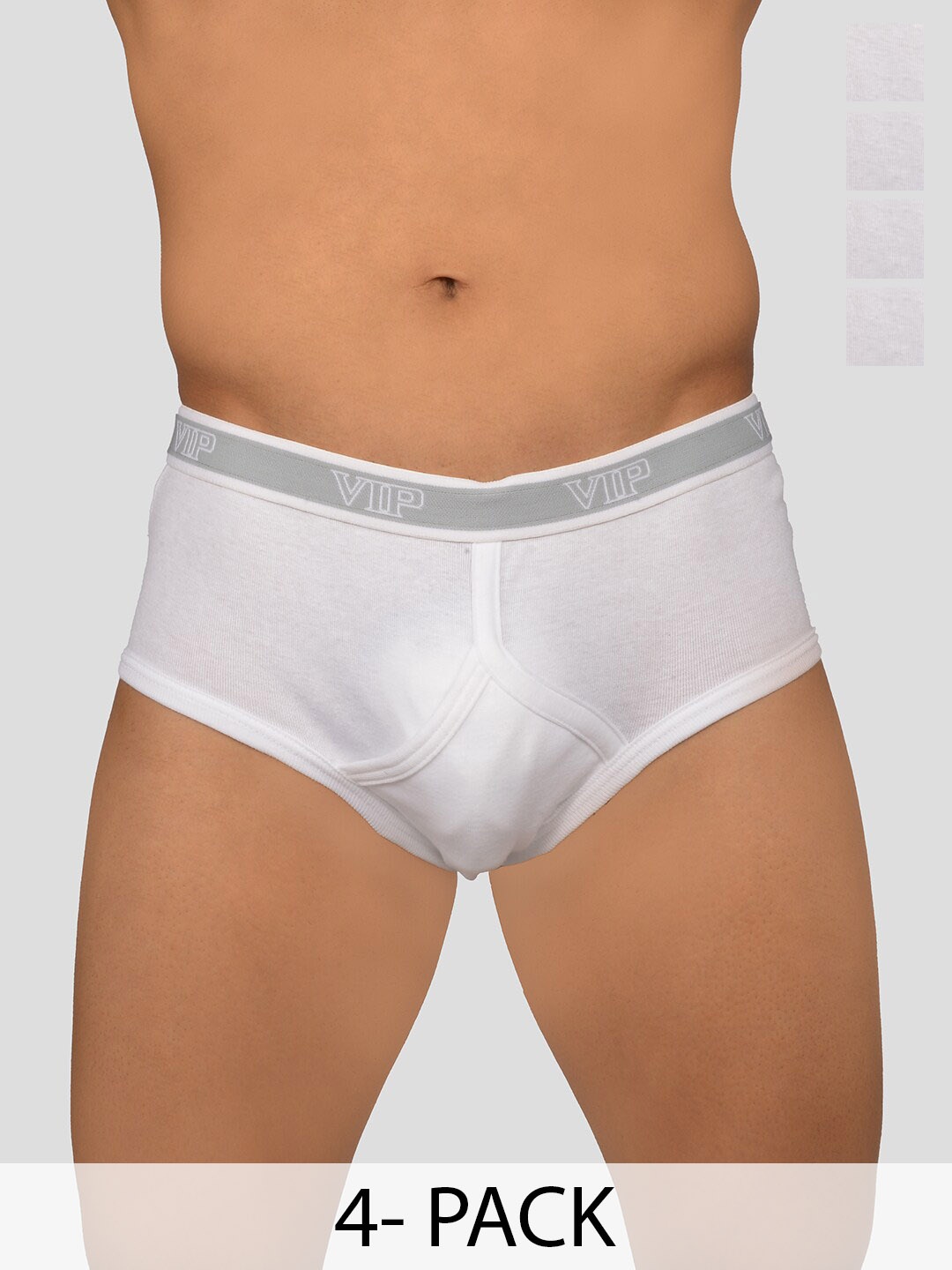 

VIP Pack Of 4 Cotton Basic Briefs VP-MI-BF-SIGNR-10P-80-PO4, White