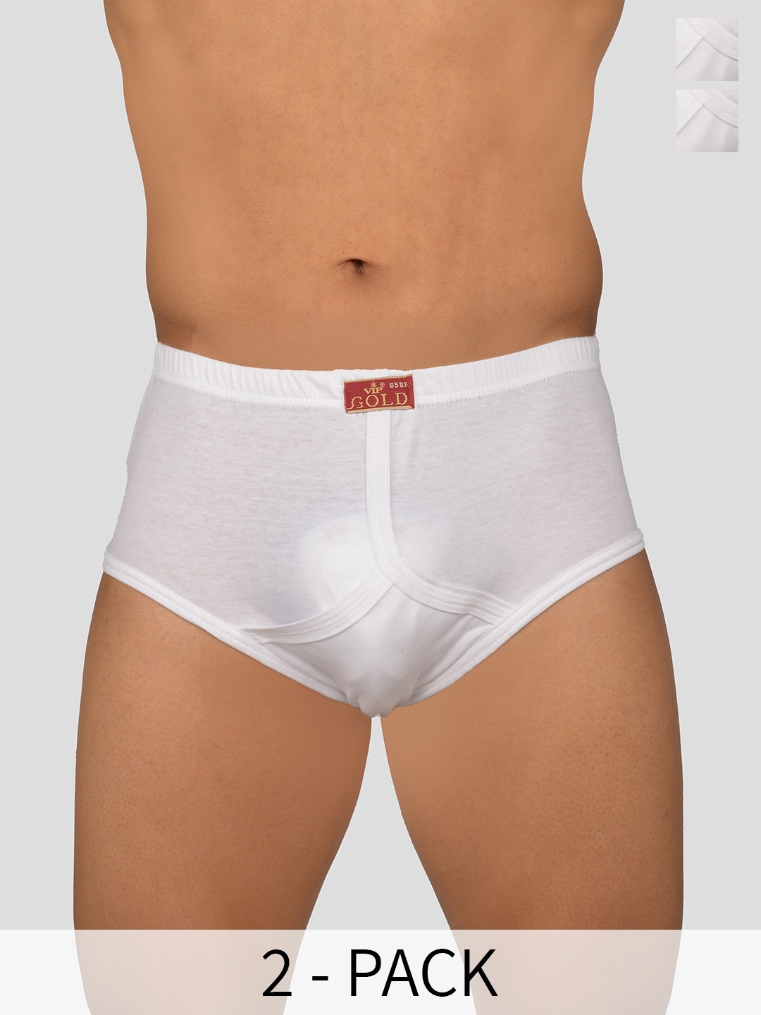 

VIP Men Pack Of 2 Cotton Basic Briefs VP-MI-BF-GOLDW-10P-80-PO2, White