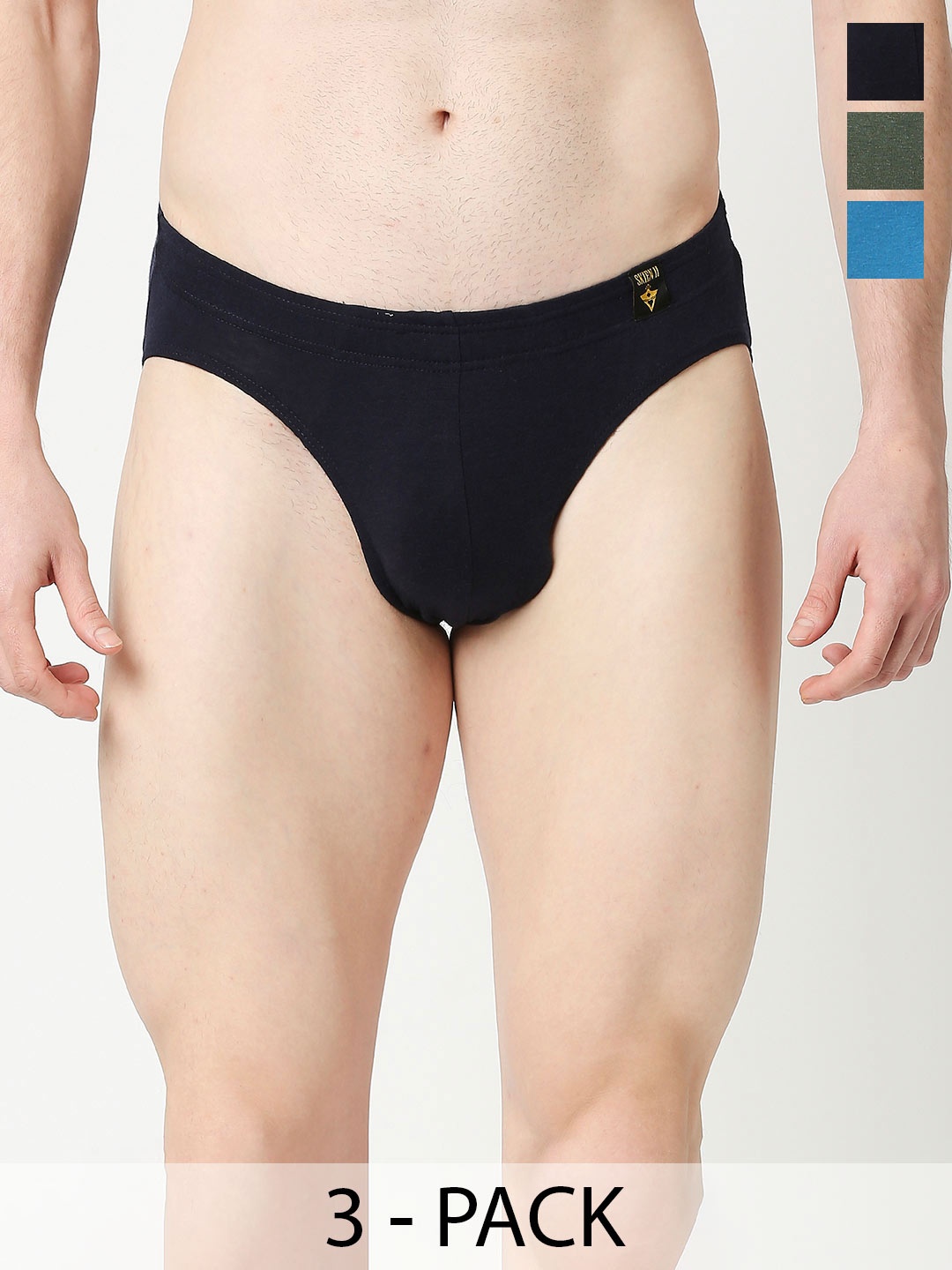 

VIP Pack Of 3 Assorted Cotton Basic Briefs VP-MI-BF-SKNII-10P-S-PO3
