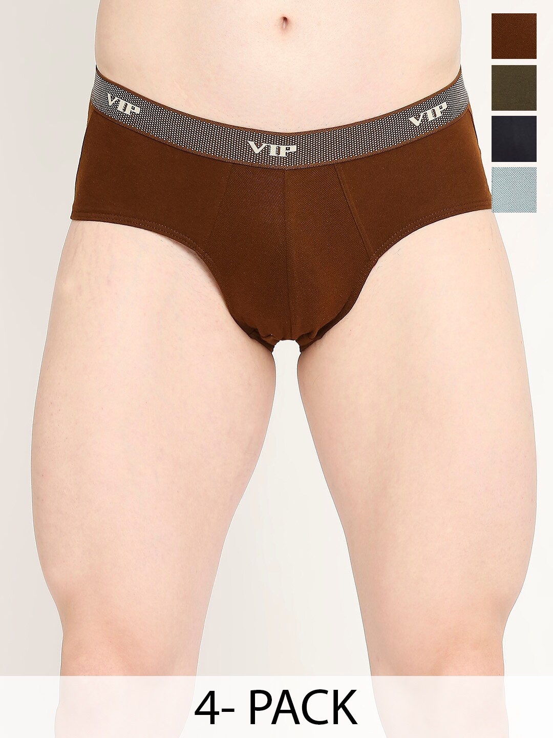 

VIP Fresh Pack Of 4 Assorted Cotton Basic Briefs VP-MI-BF-FRESH-10P-80-PO4
