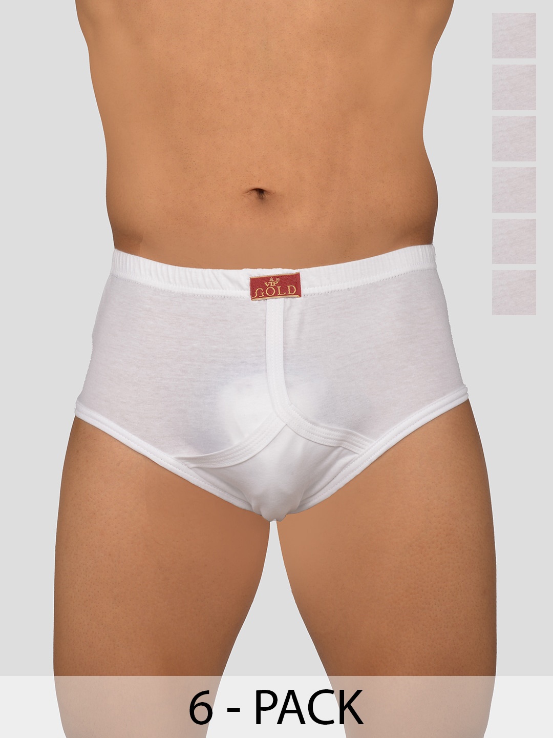 

VIP Pack Of 6 Cotton Basic Briefs VP-MI-BF-GOLDW-10P-80-PO6, White