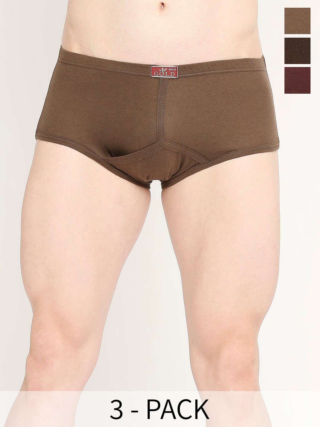

VIP Pack Of 3 Assorted Cotton Basic Briefs VP-MI-BF-GOLDC-10P-80-PO3