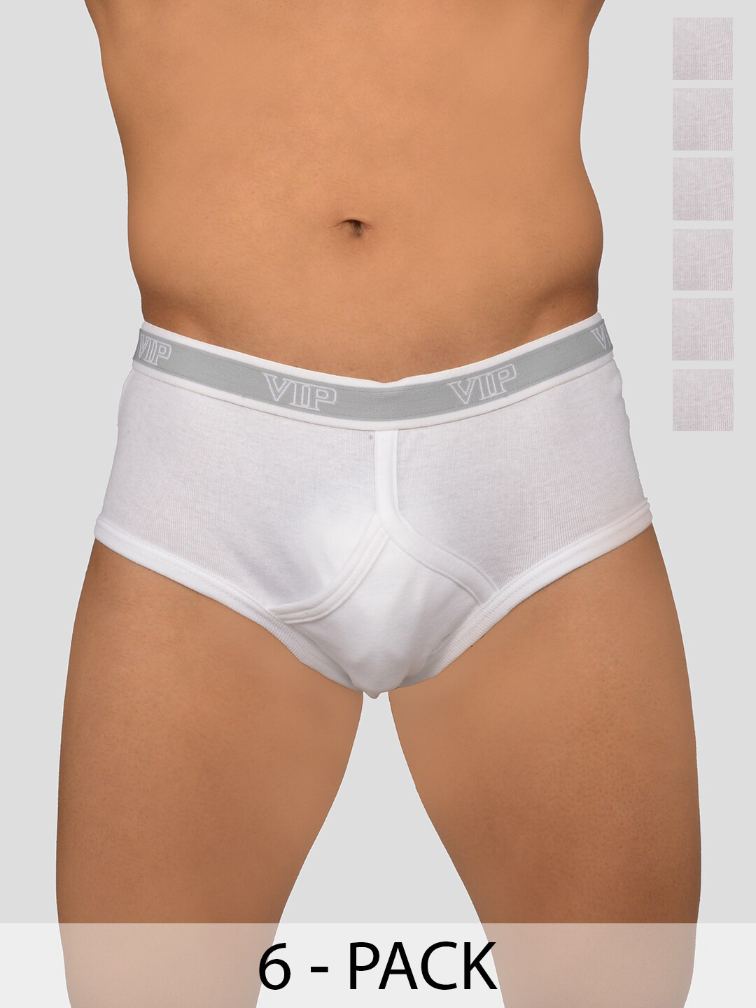 

VIP Pack Of 6 Cotton Basic Briefs VP-MI-BF-SIGNR-10P-80-PO6, White