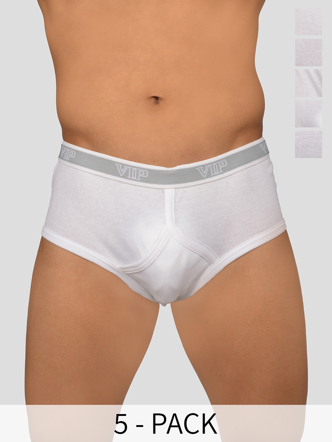 

VIP Men Pack Of 5 Cotton Basic Briefs VP-MI-BF-SIGNR-10P-80-PO5, White