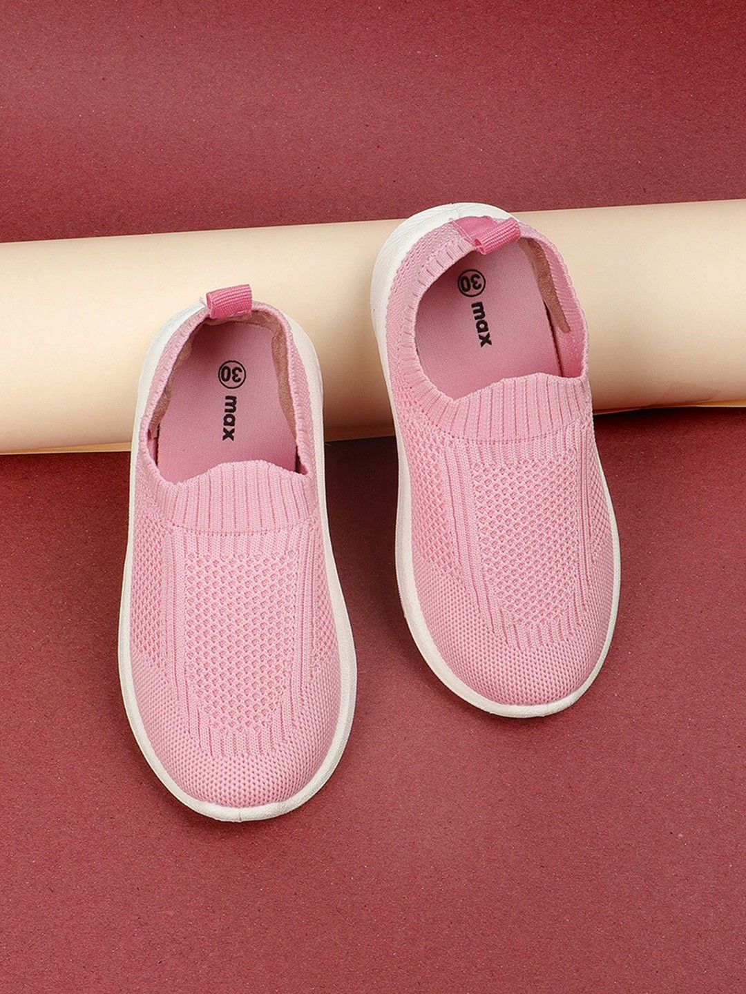 

max Girls Textured Slip-On Running Shoes, Pink
