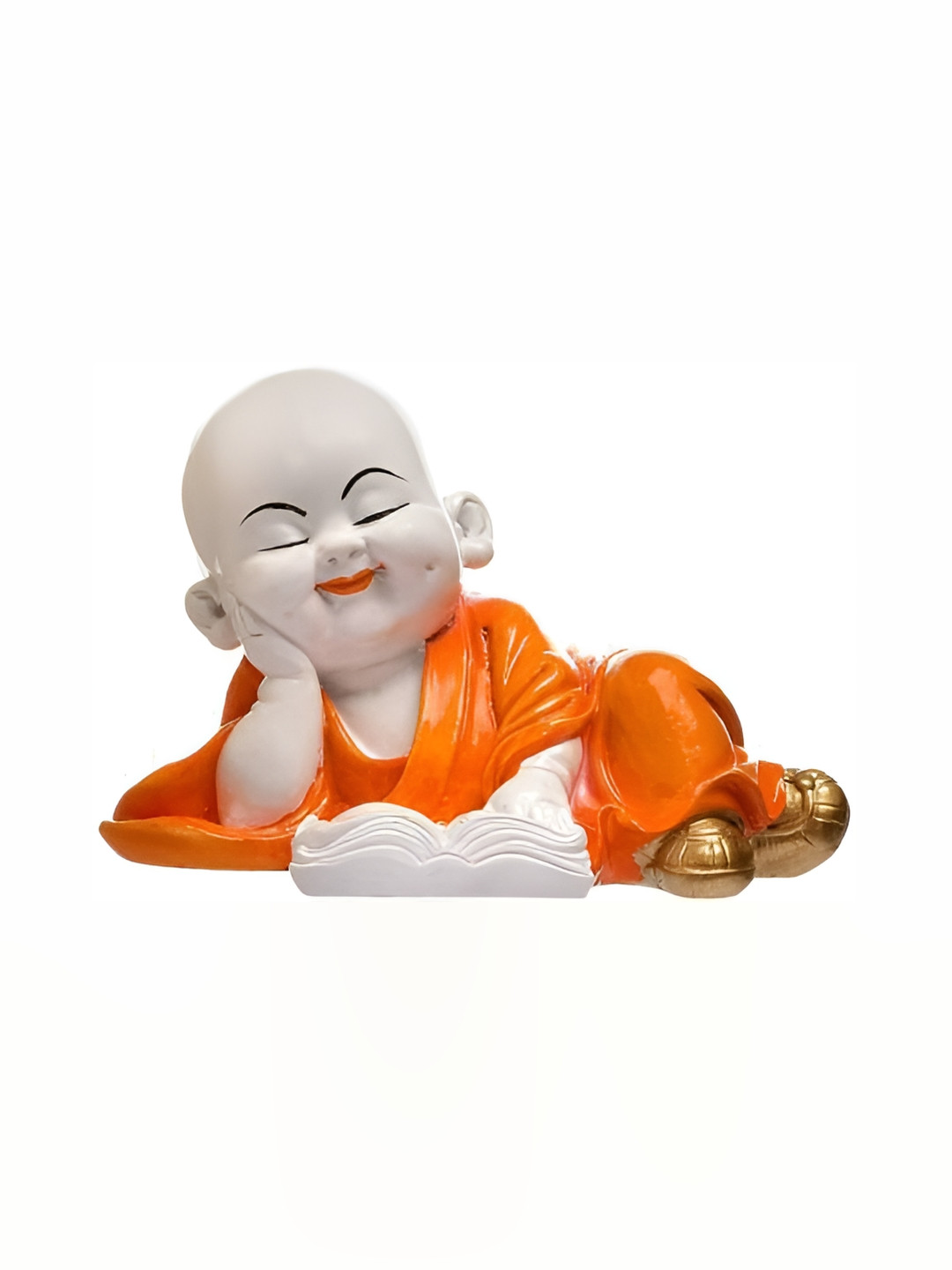 

Goldiluxe Cream & Orange Medium Buddha Fengshui Idol Showpiece