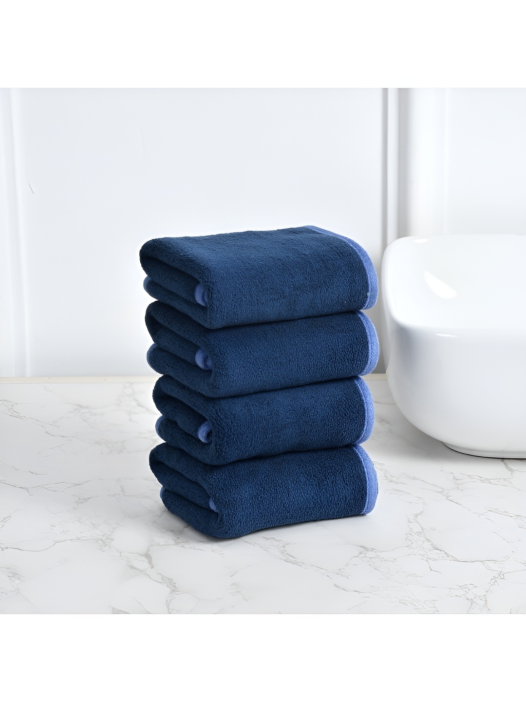 

Cotton Bolls Textiles Navy Blue 4 Pieces 300 GSM Super Soft Hand Towel