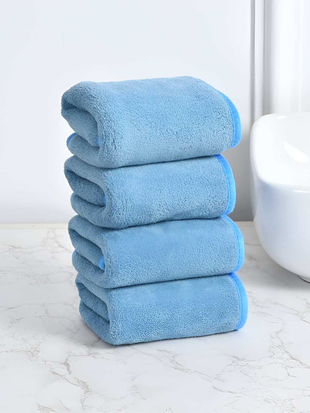 

Cotton Bolls Textiles Blue 4 Pieces 300 GSM Super Soft Hand Towel