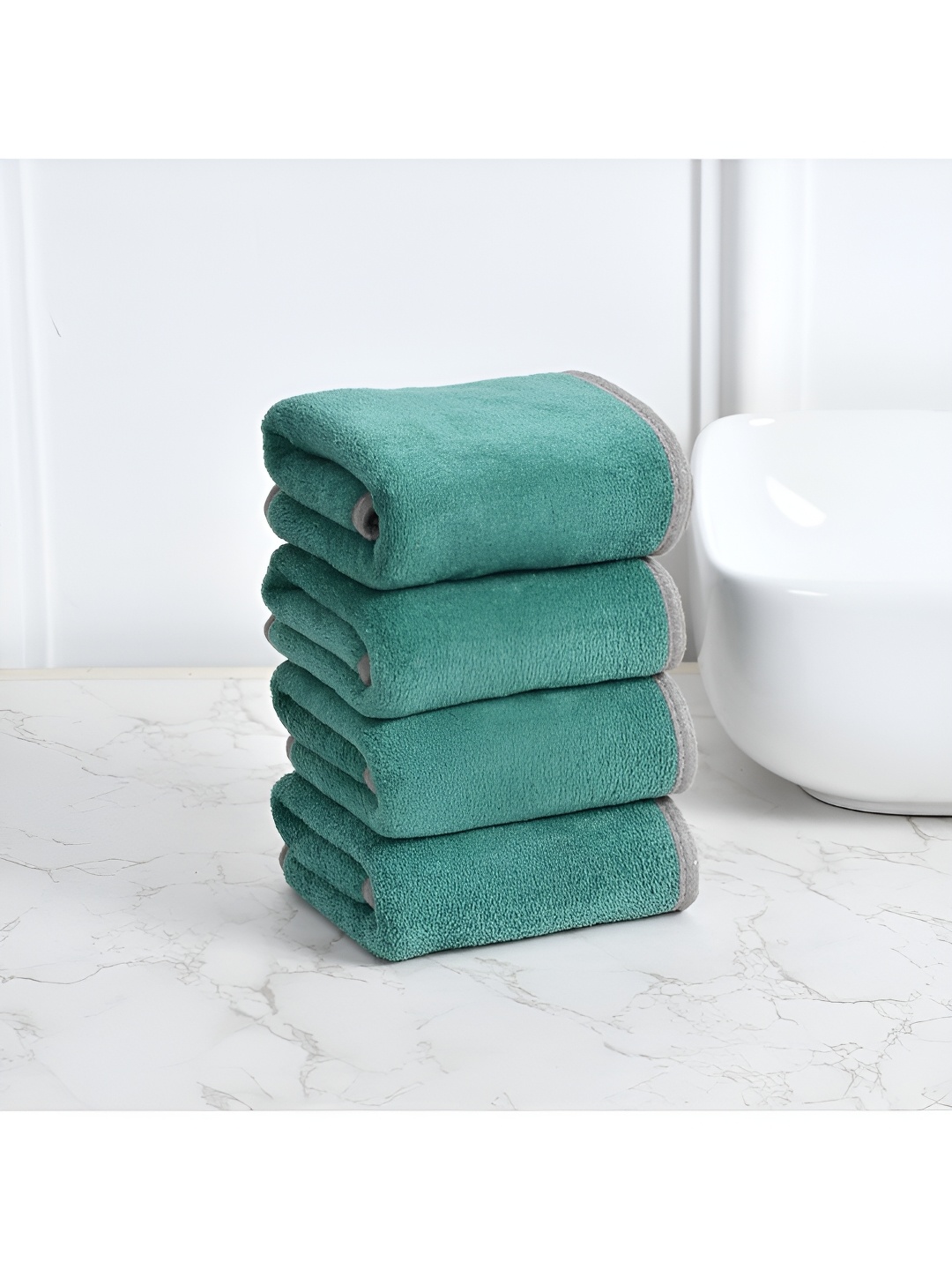 

Cotton Bolls Textiles Green 4 Pieces 300 GSM Super Soft Hand Towel