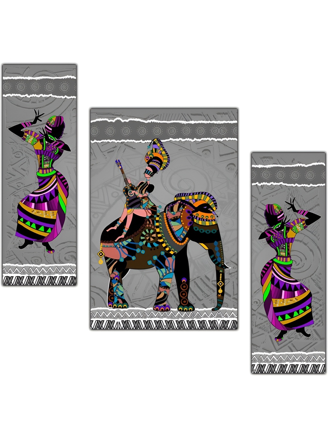 

PnF Grey & Black 3 Pieces Wooden Painting Wall Arts