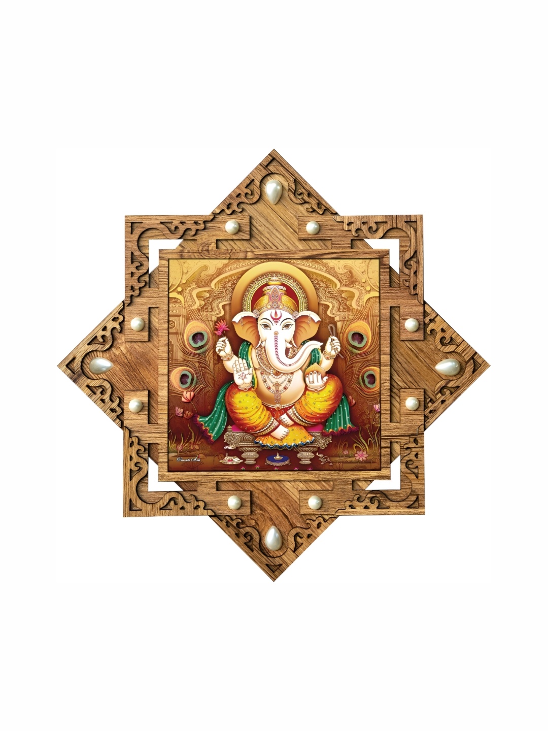 

PnF Beige & White Religious Wooden Paintings Wall Art
