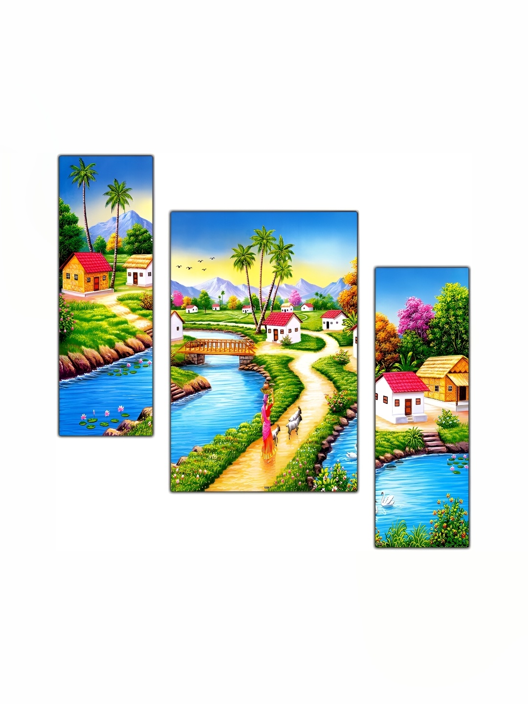 

PnF Blue & Green 3 Pieces Wooden Floral and Botanical Wall Arts