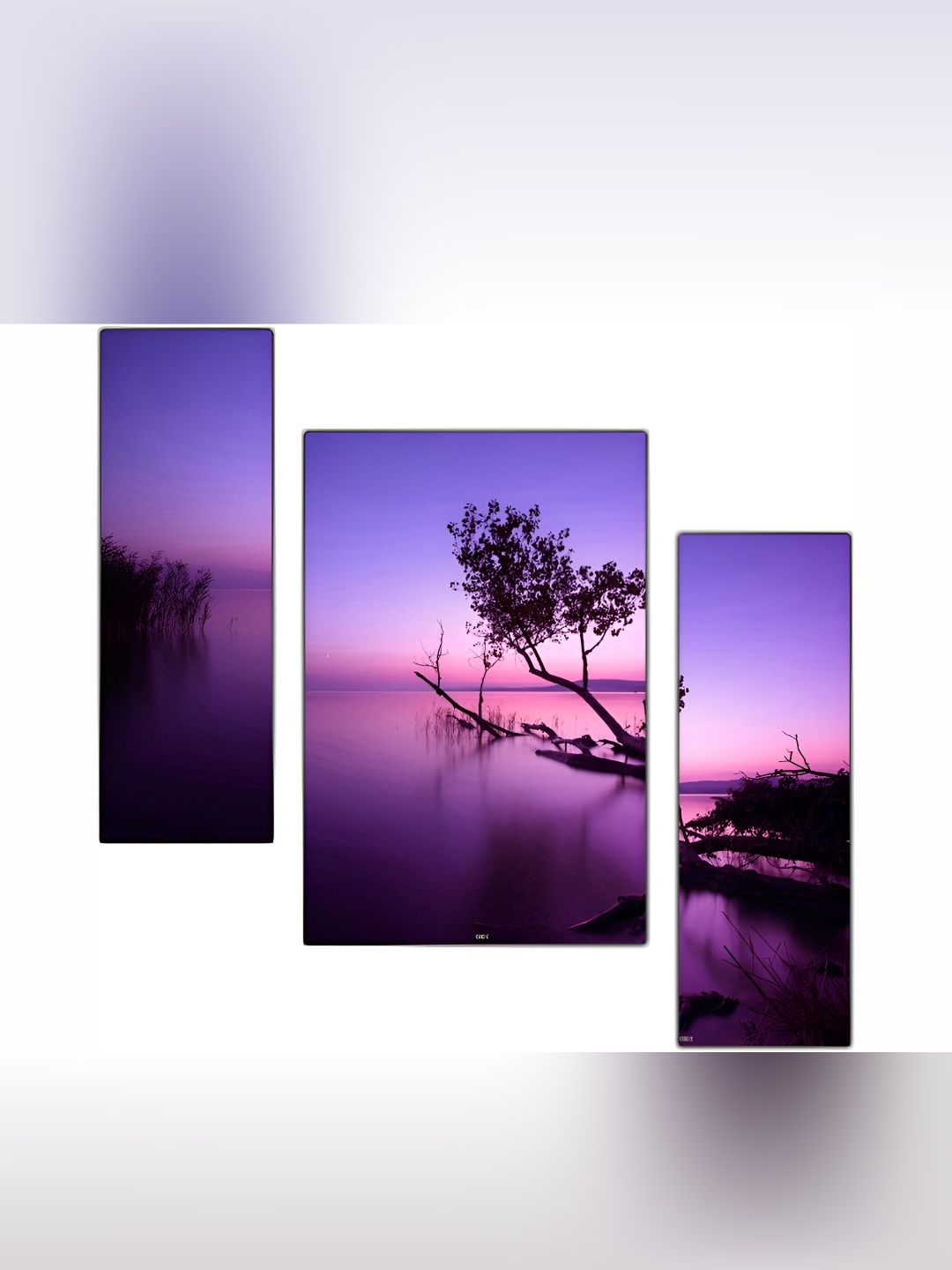 PnF Purple & Black 3 Piece Wooden Floral and Botanical Wall Art