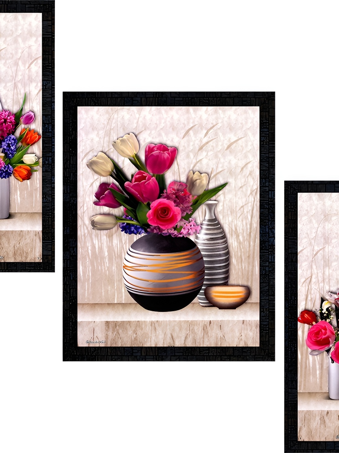 

PnF Charcoal & Cream 3 Pieces Wooden Floral and Botanical Painting Wall Art