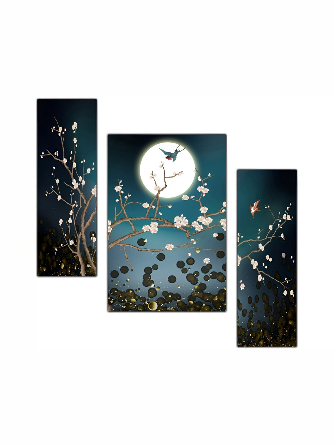 

PnF Blue & White 3 Piece Wooden Floral and Botanical Wall Paintings