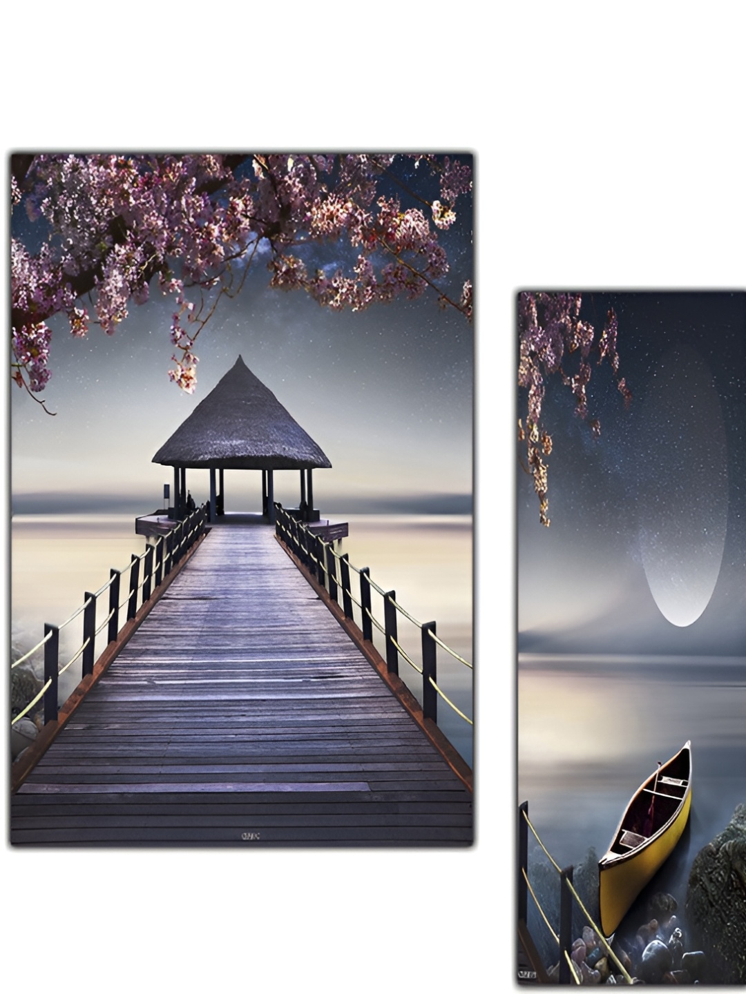 

PnF Grey & Purple 3Pcs Wooden Floral And Botanical Wall Paintings