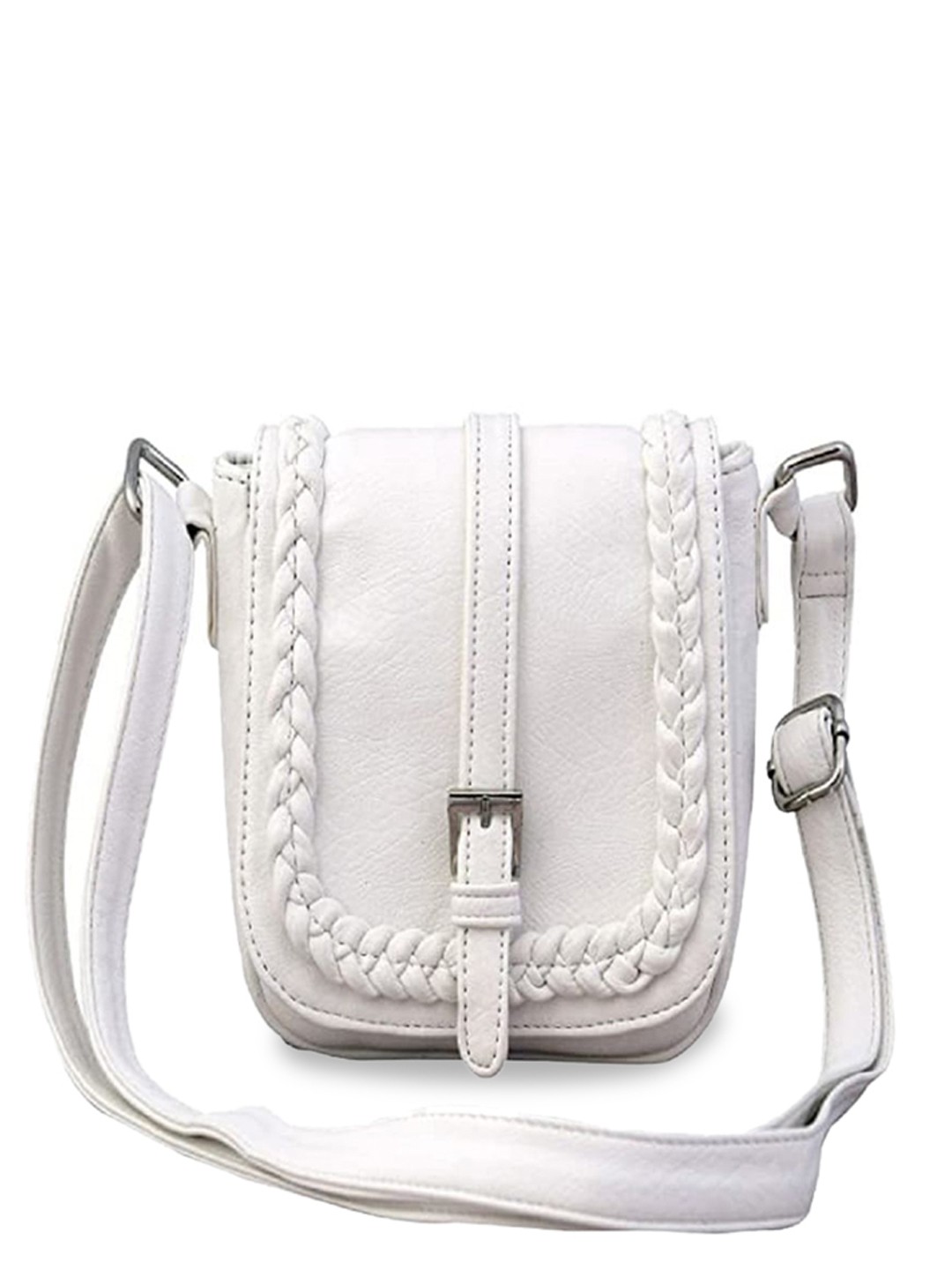 

Lychee bags PU Bucket Satchel Handbag, White