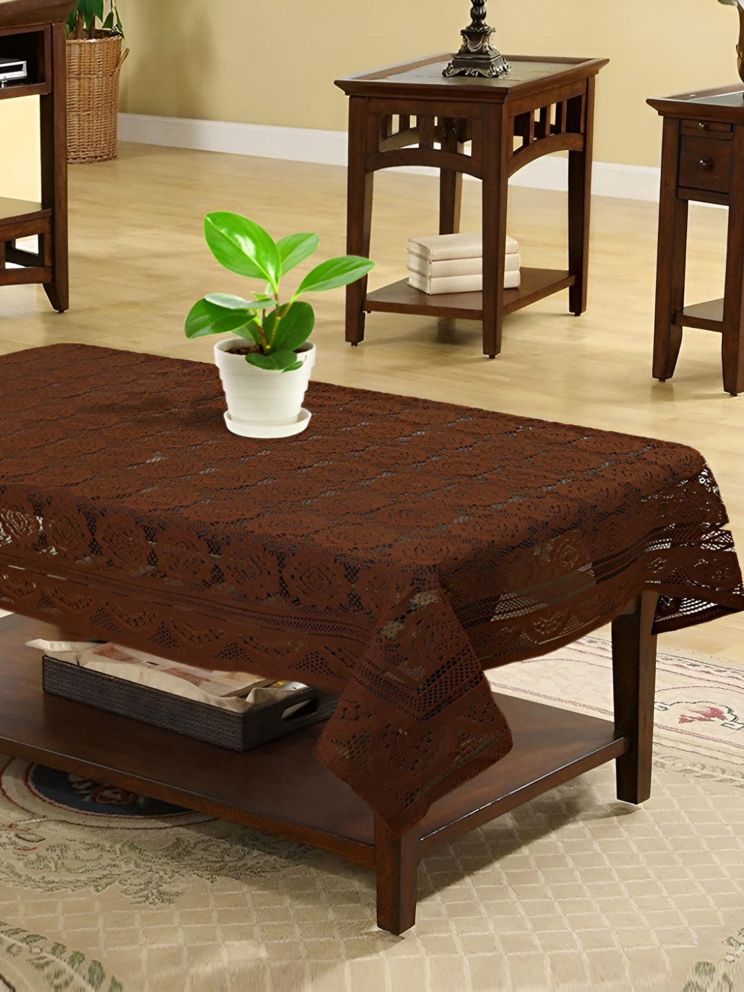 

MONKDECOR Brown Floral 2 Seater Cotton Rectangle Table Cover
