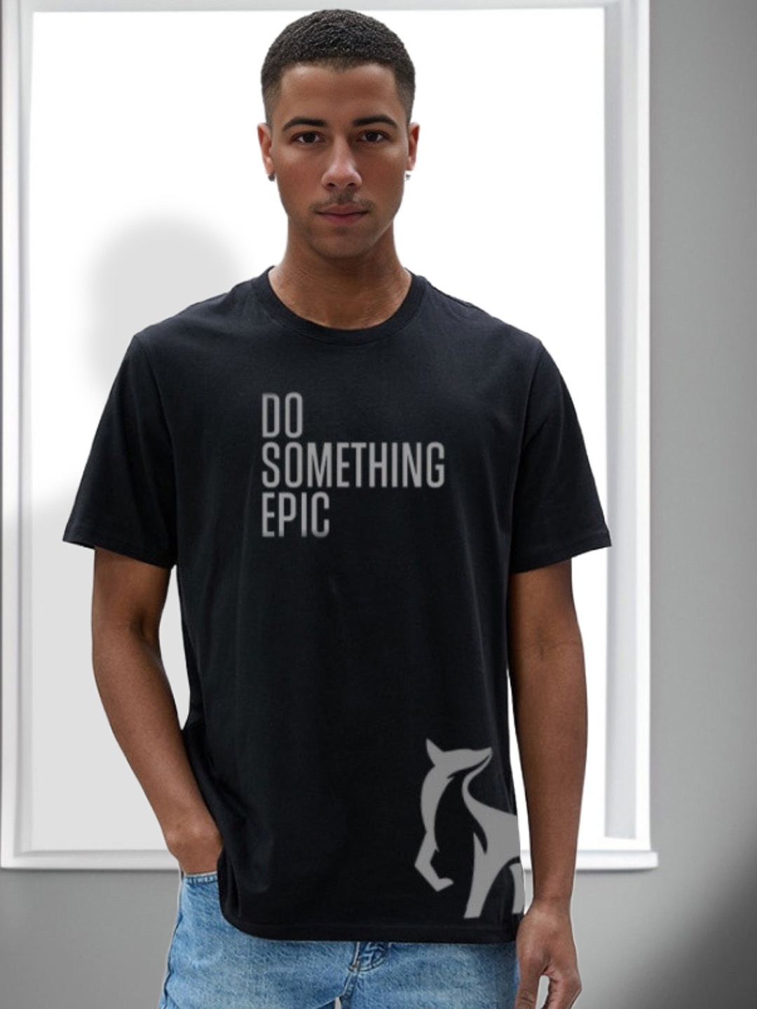 

Elibolz Typography Printed Cotton T-shirt, Black