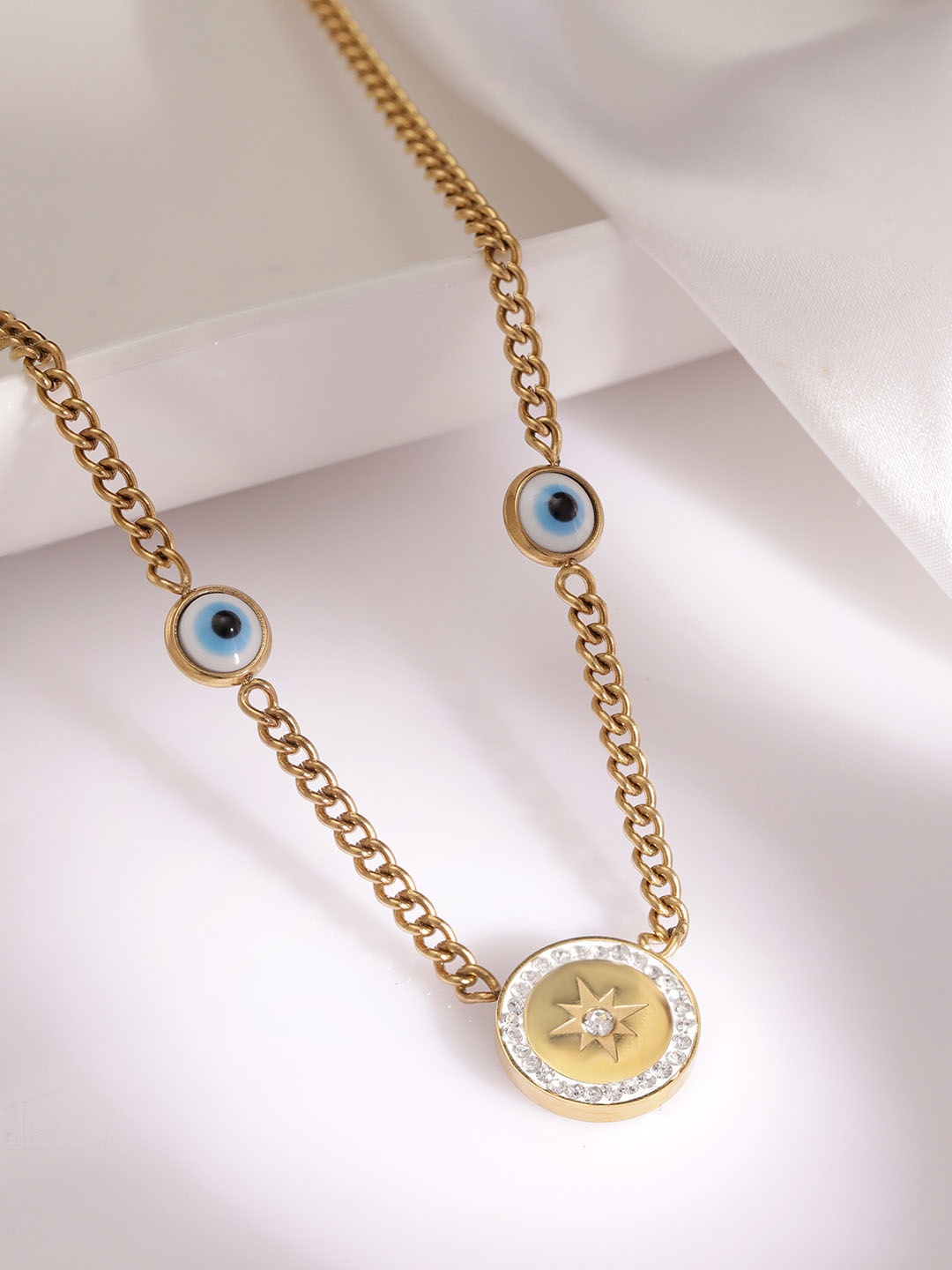 

Rubans Voguish 18k Gold Plated Tarnish-Free Waterproof Demi-Fine Evil Eye Necklace