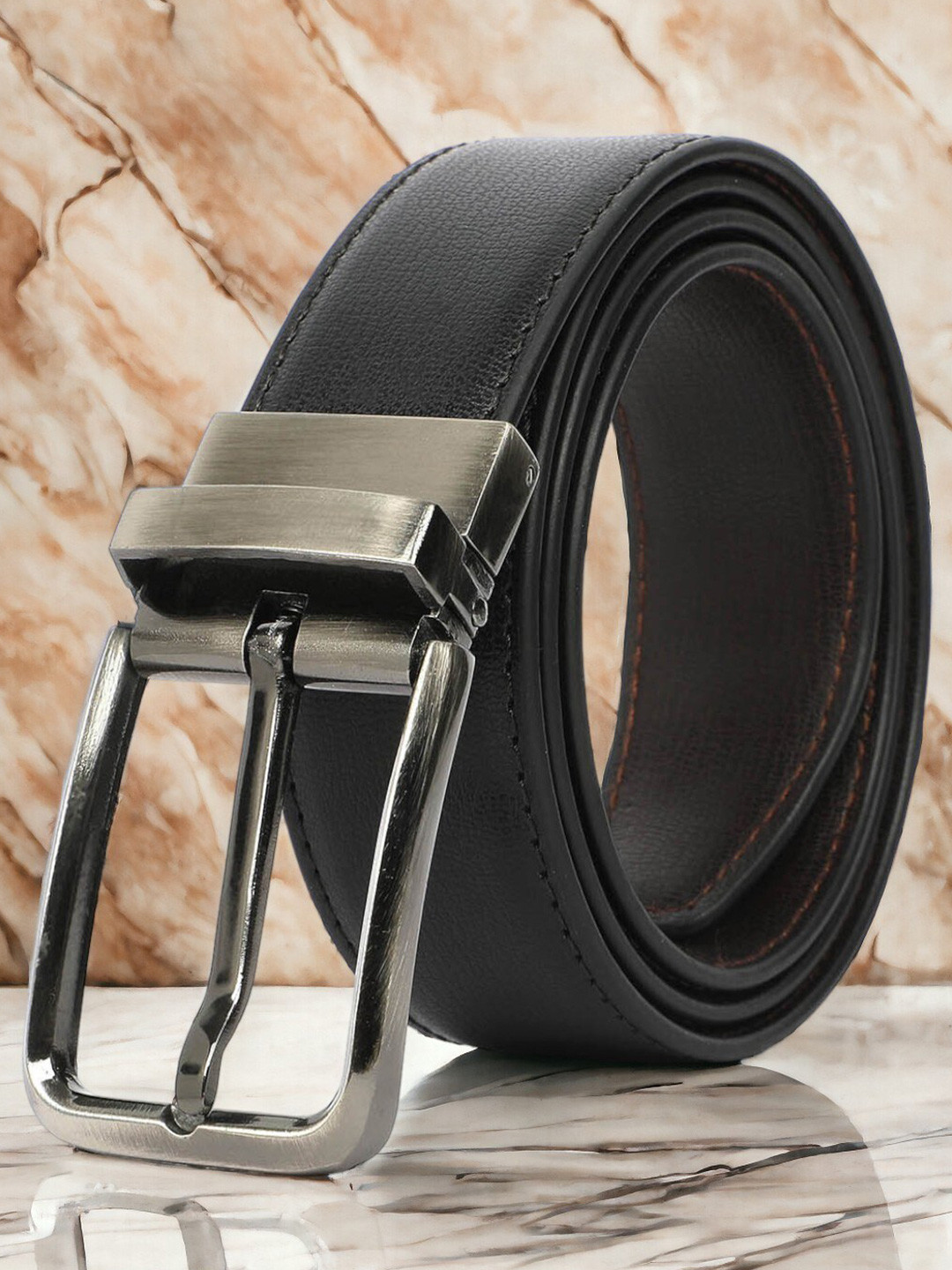 

CRUSSET Men Textured Reversible Formal Belt, Black