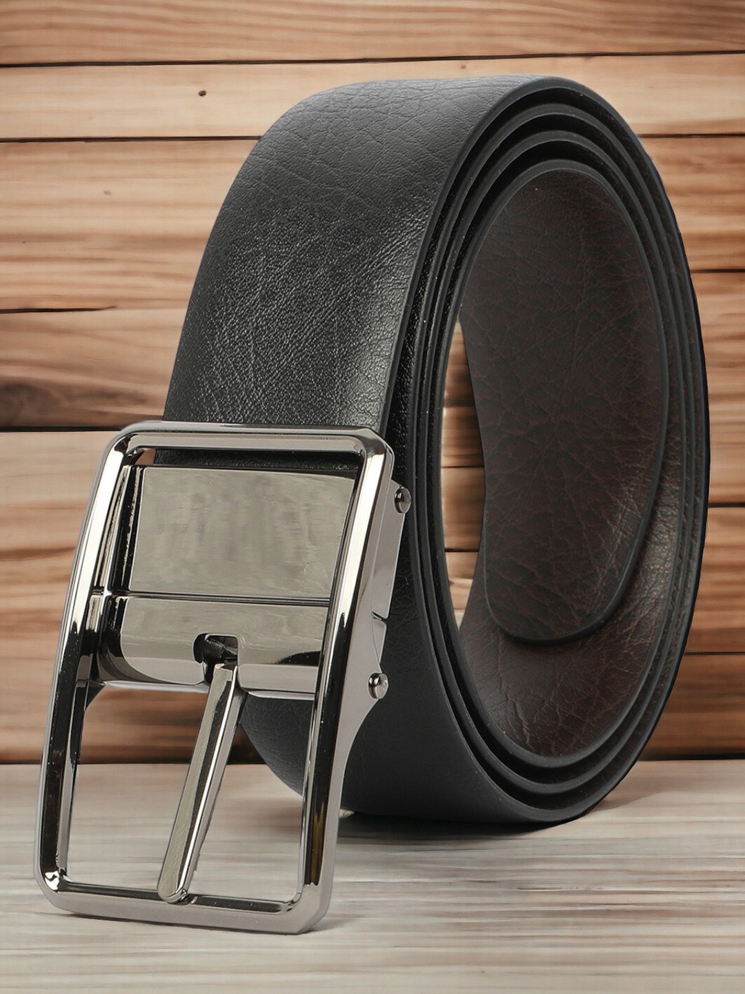 

CRUSSET Men Textured Reversible Formal Belt, Black
