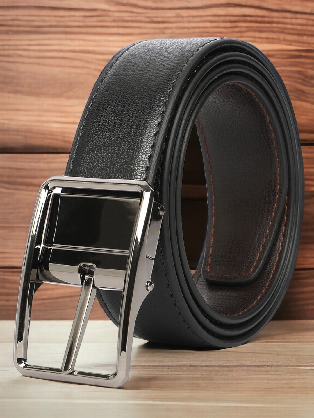 

CRUSSET Men Textured Formal Belt, Black