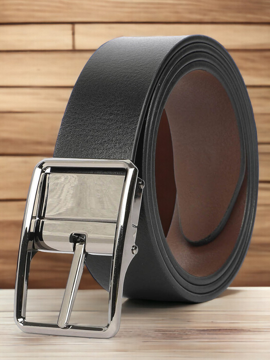 

CRUSSET Men Leather Reversible Formal Belt, Black